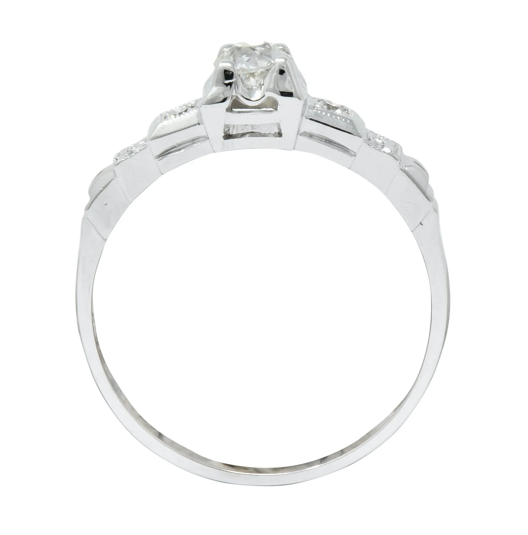 Theberath & Co. Art Deco Diamond 18 Karat White Gold Engagement Ring