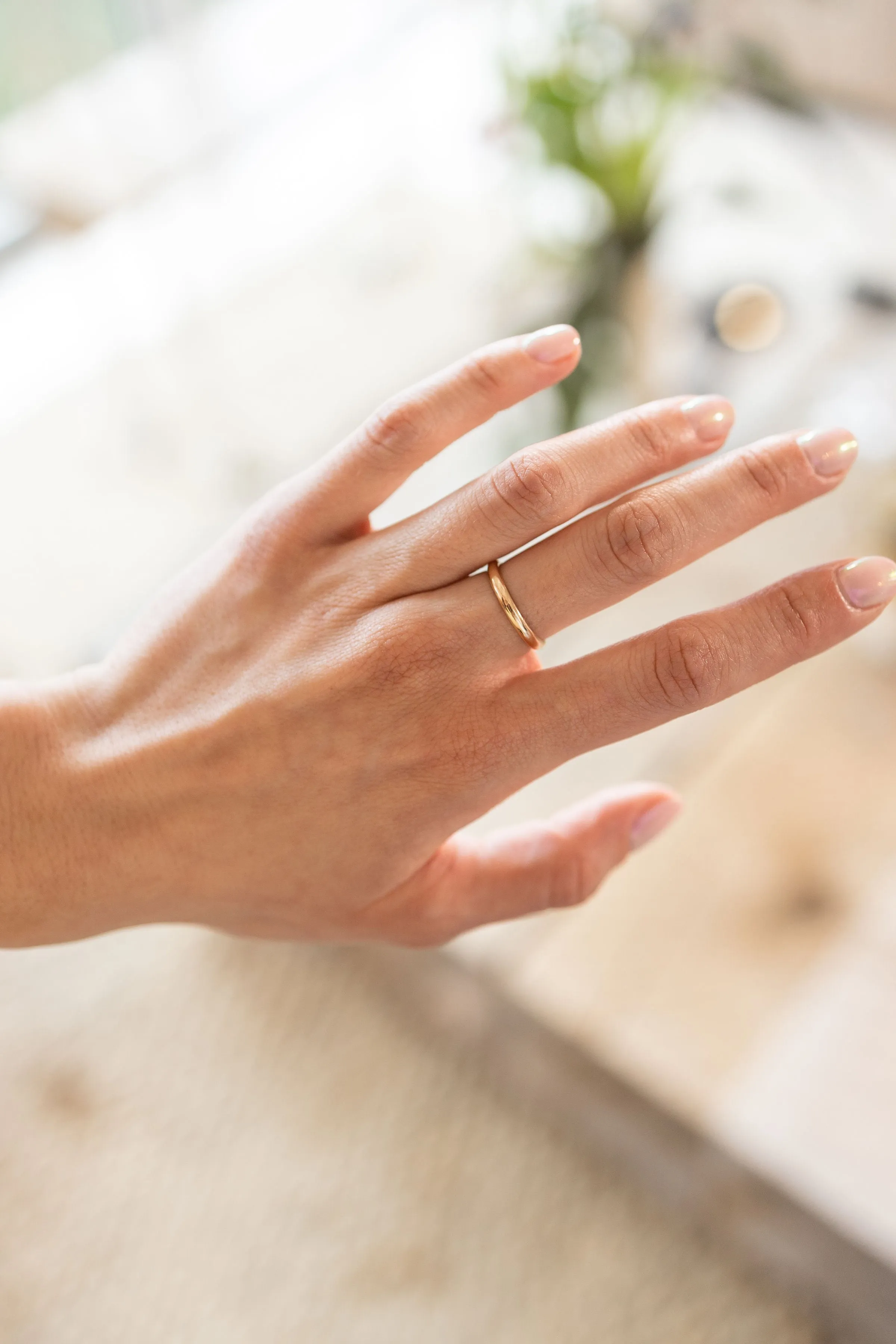 Thick Half Round Stacking Ring in Gold
