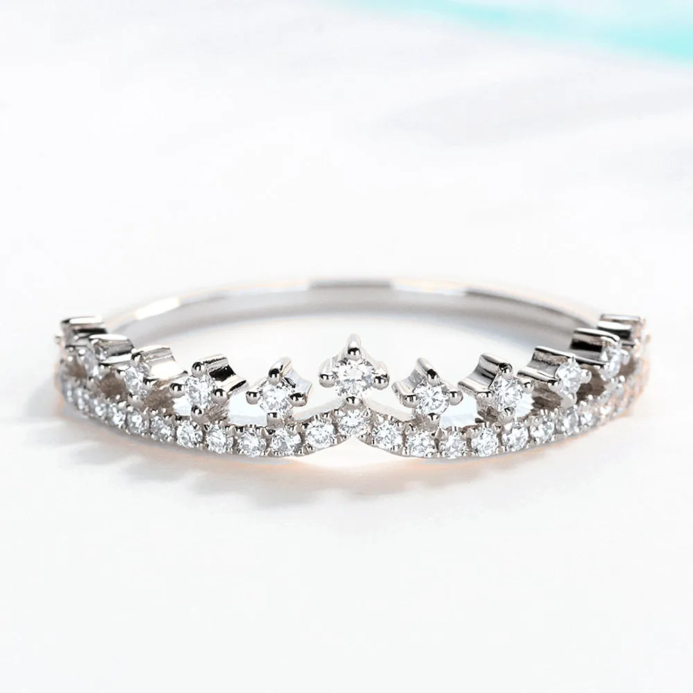 Tiara Shape Stackable Diamond Wedding Ring
