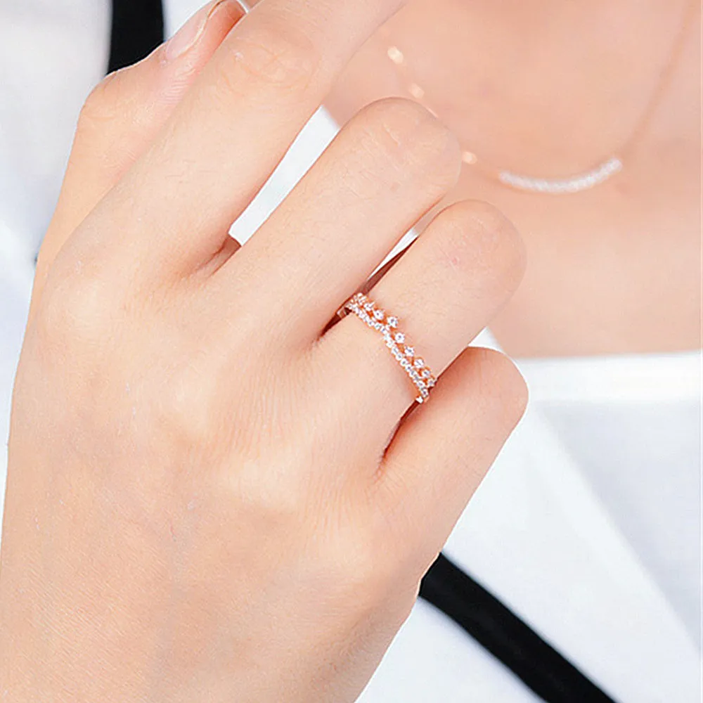 Tiara Shape Stackable Diamond Wedding Ring