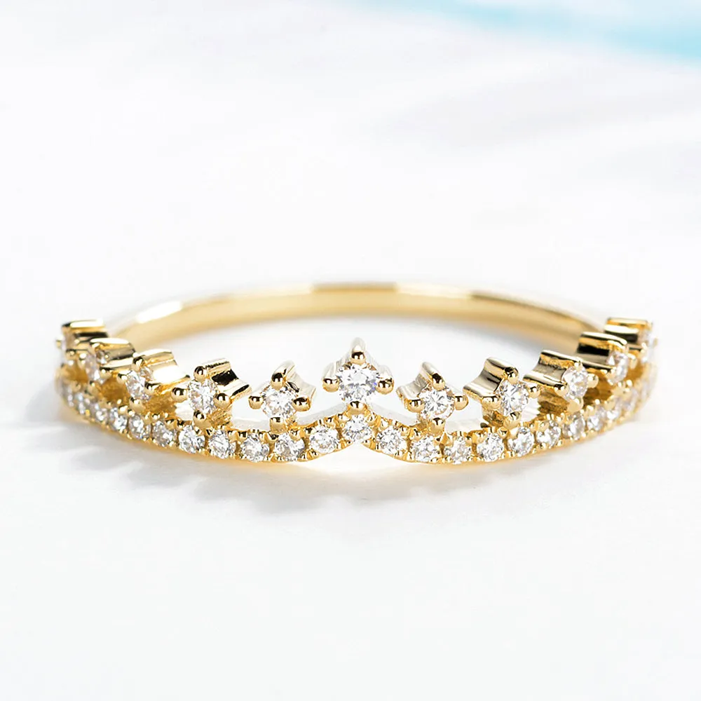Tiara Shape Stackable Diamond Wedding Ring