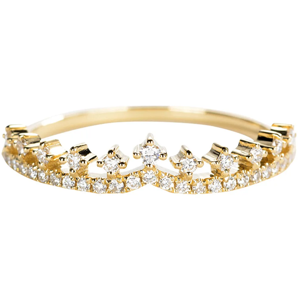 Tiara Shape Stackable Diamond Wedding Ring