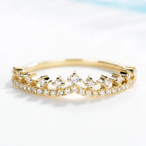 Tiara Shape Stackable Diamond Wedding Ring
