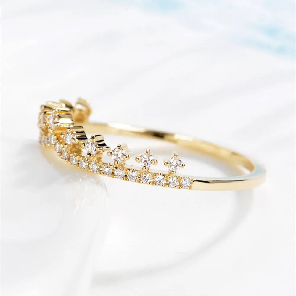 Tiara Shape Stackable Diamond Wedding Ring