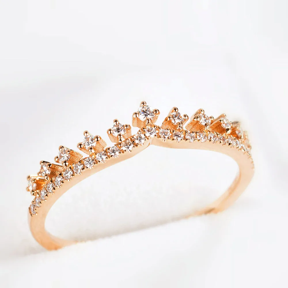 Tiara Shape Stackable Diamond Wedding Ring