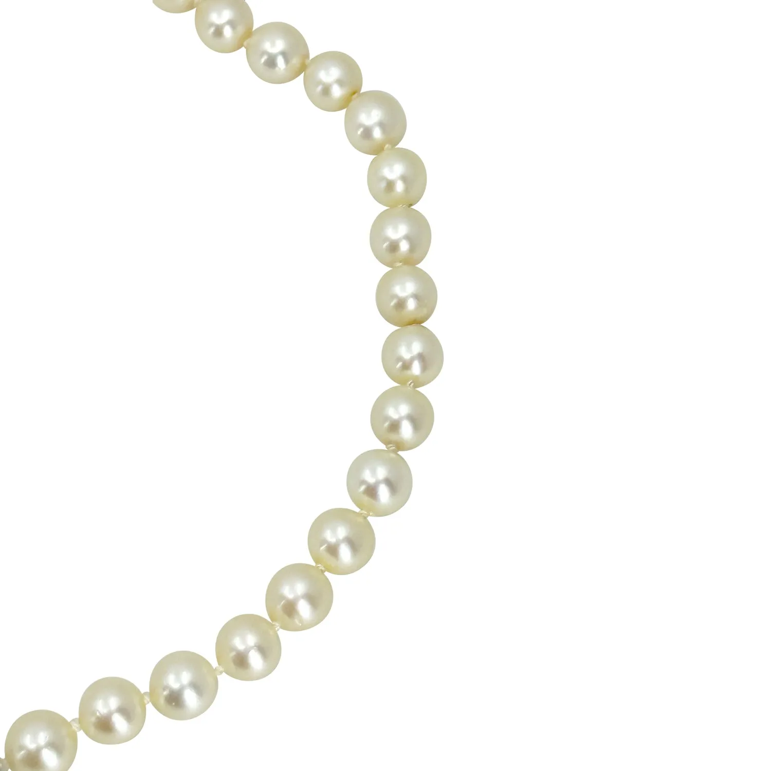 Tight Choker Collar Vintage Deco Japanese Saltwater Cultured Akoya Pearl Necklace - Sterling Silver 14 Inch