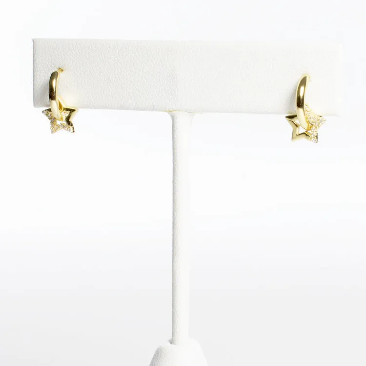 Tiny CZ Star Charm Huggies - Gold or Silver