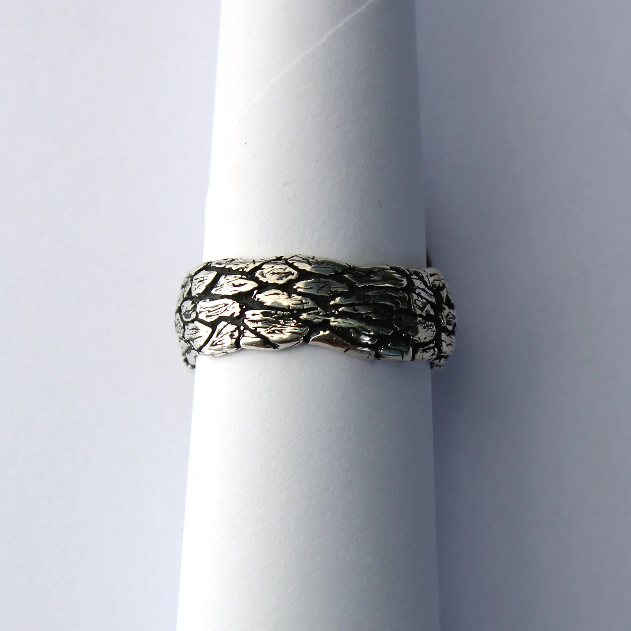 Tree Bark Ring in Sterling Silver