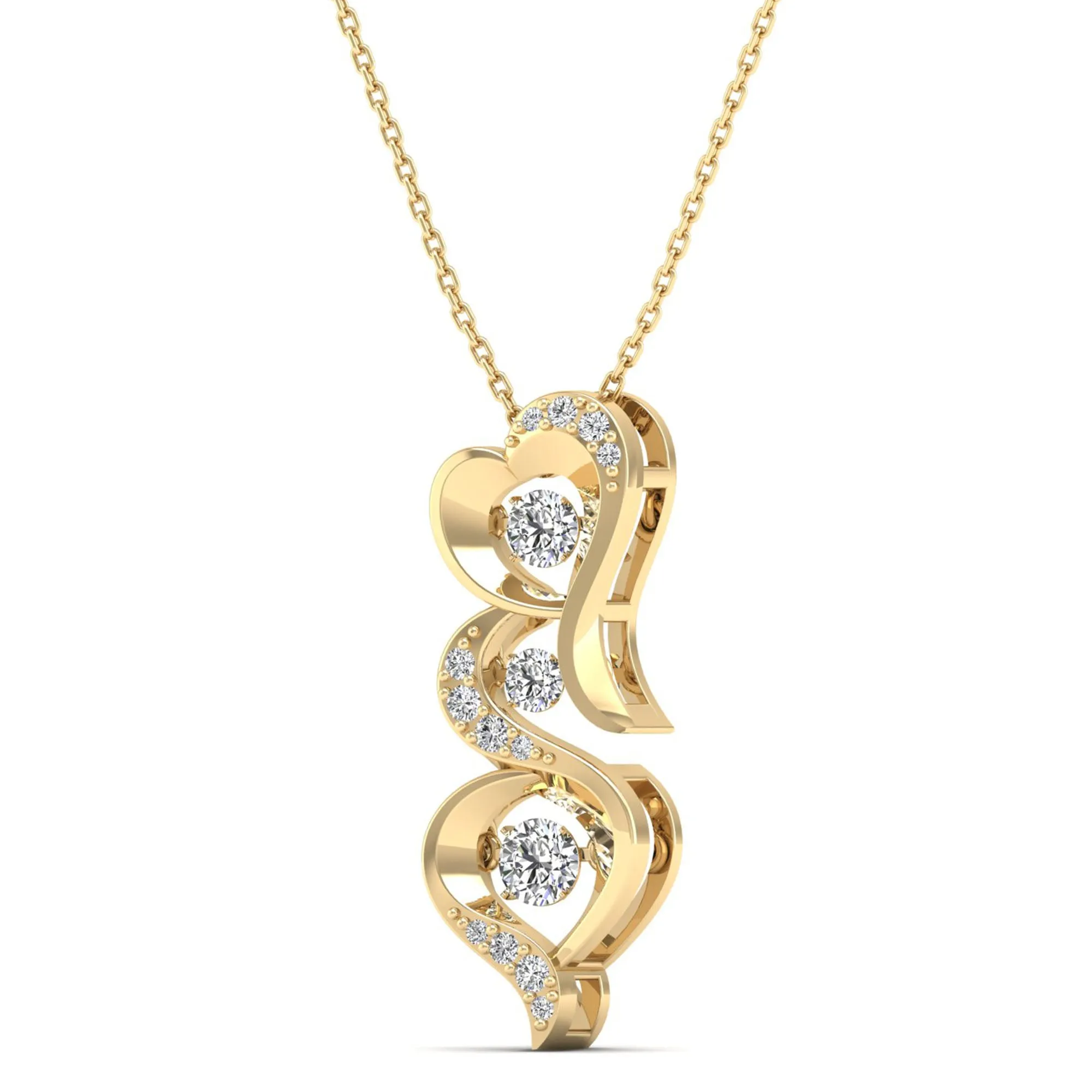 Triple Heart Dancing Diamond Pendant