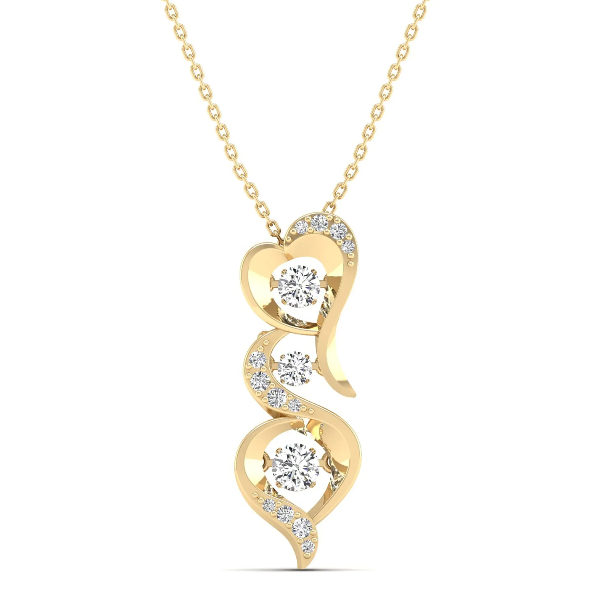 Triple Heart Dancing Diamond Pendant