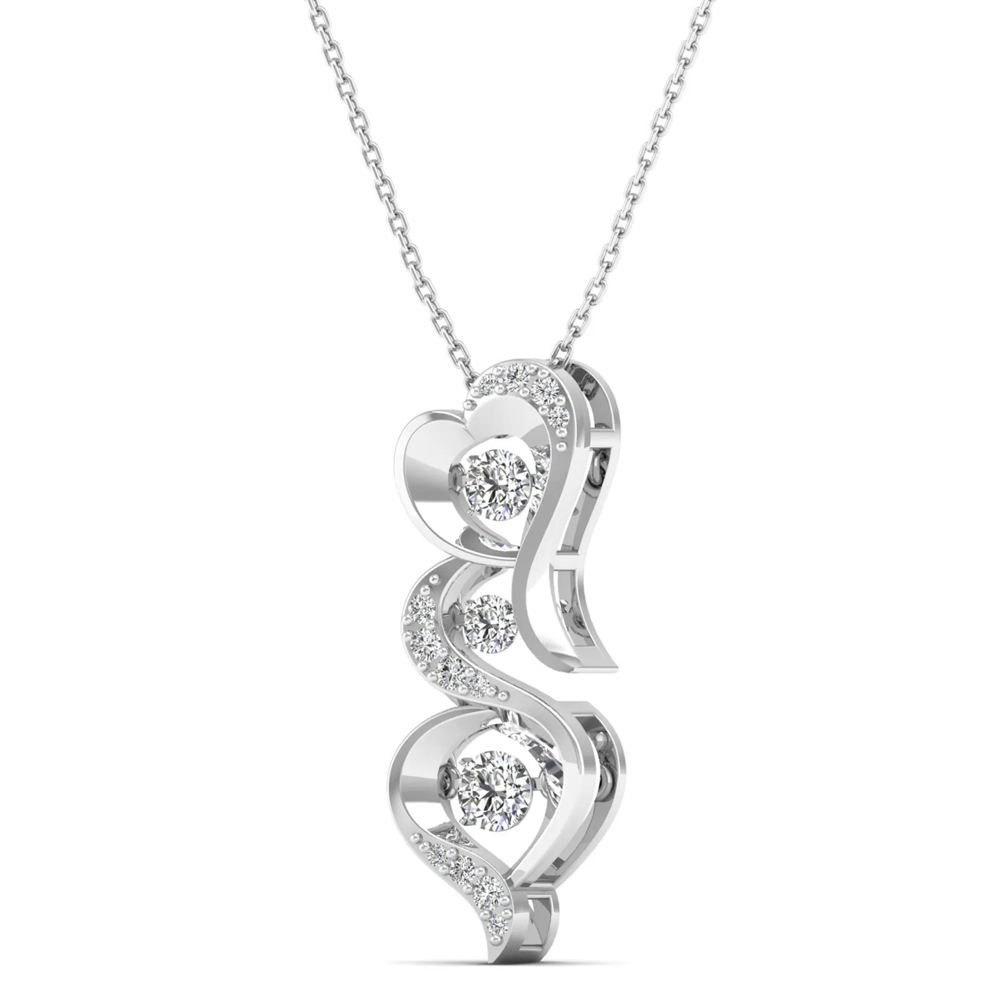 Triple Heart Dancing Diamond Pendant