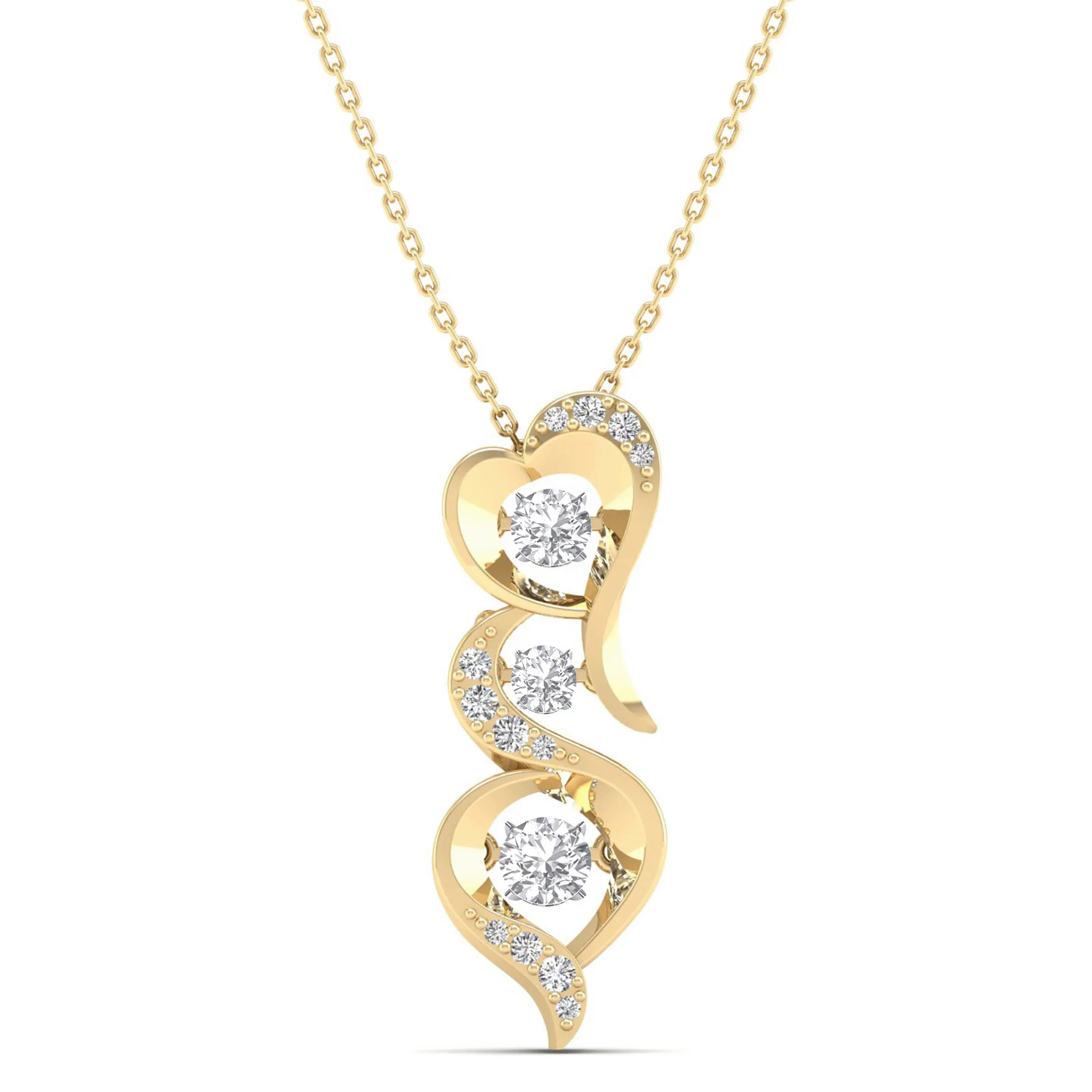 Triple Heart Dancing Diamond Pendant
