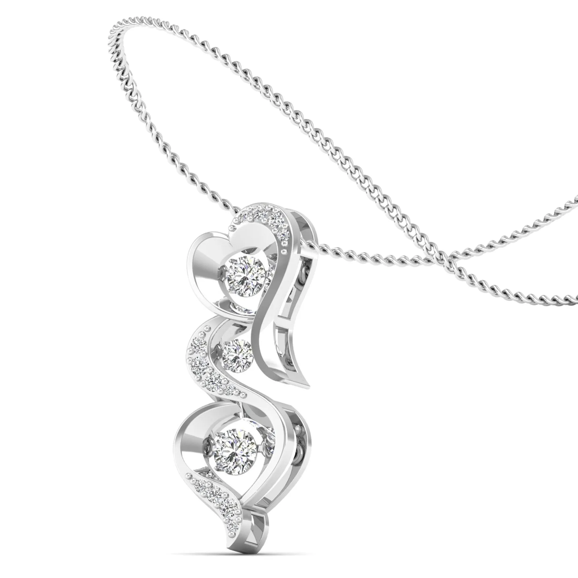 Triple Heart Dancing Diamond Pendant