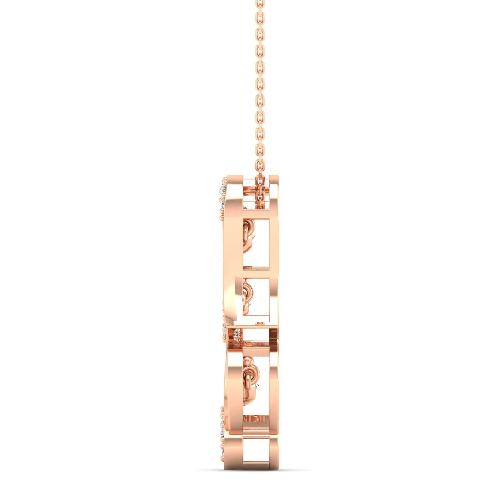 Triple Heart Dancing Diamond Pendant