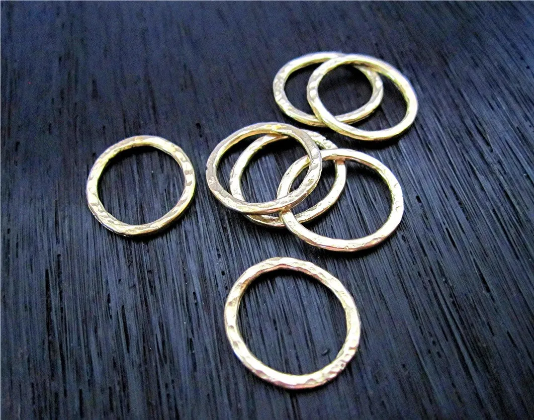 TWO Gold Bronze Large Round Jewelry Links (set of two) (N)