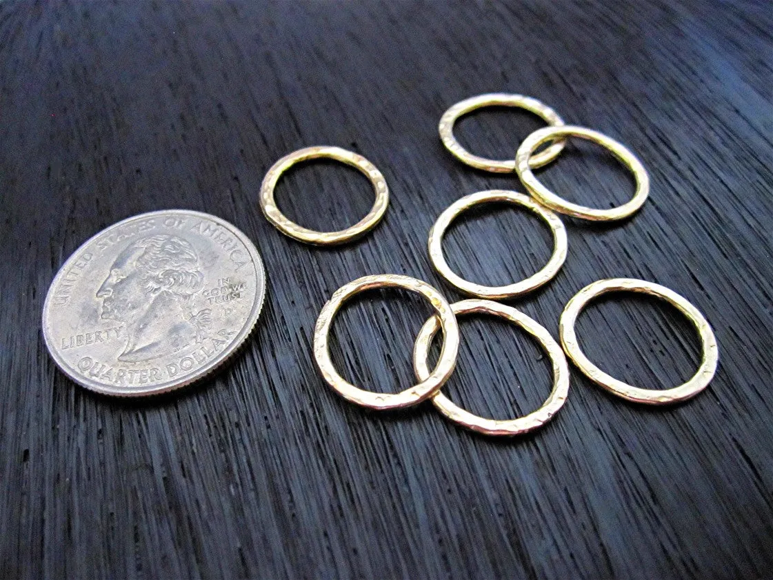 TWO Gold Bronze Large Round Jewelry Links (set of two) (N)