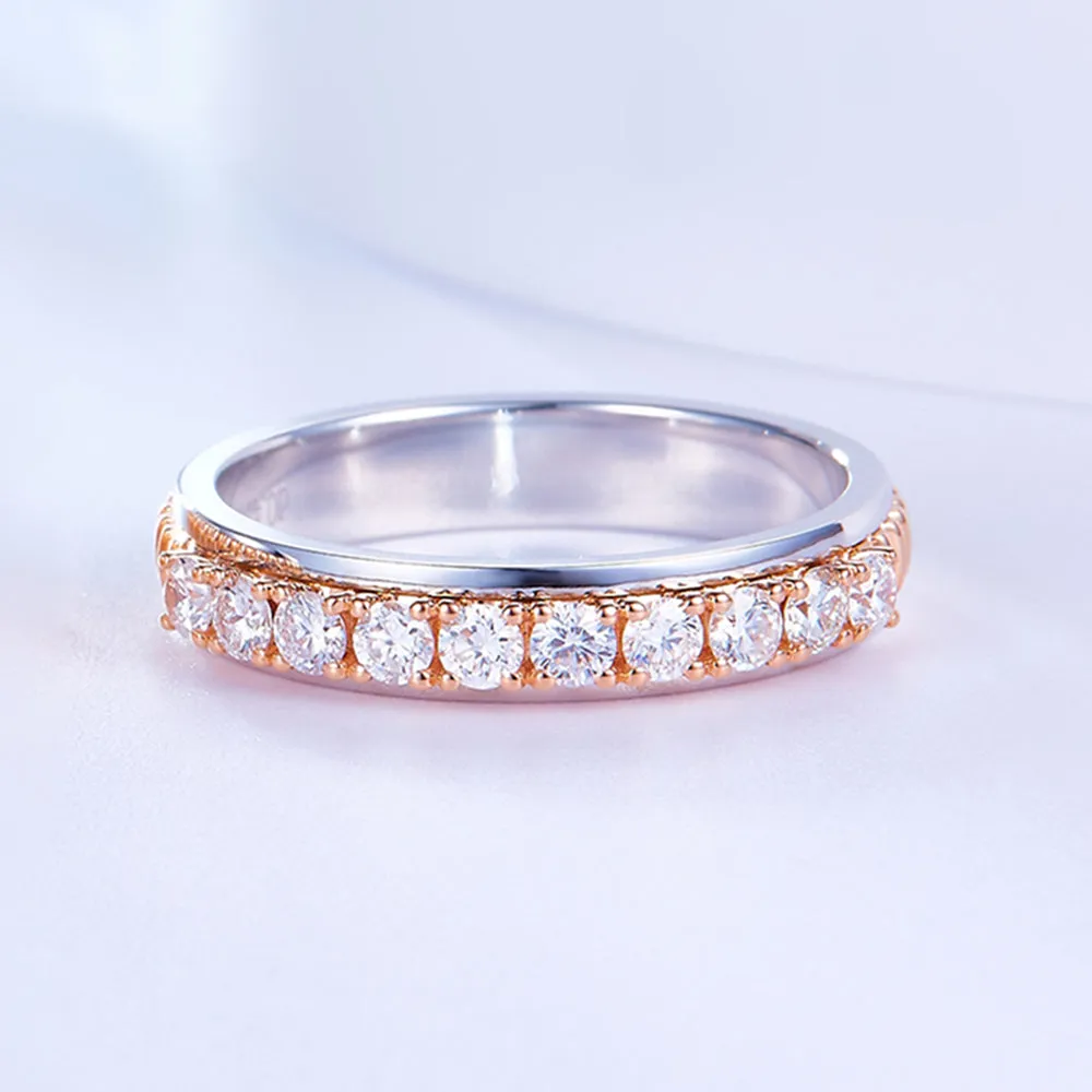 Two Tone Diamond Couple Wedding Rings