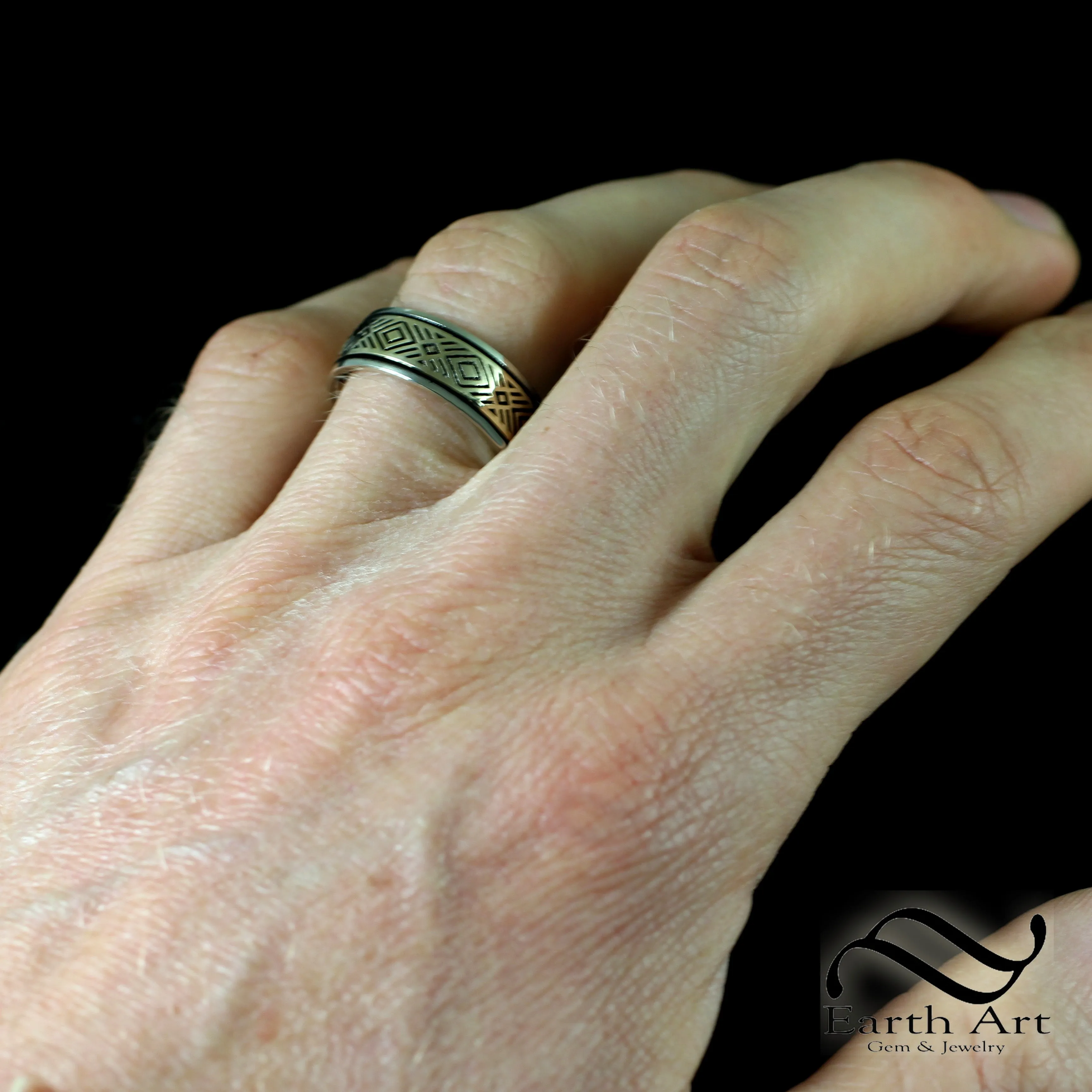 Two Tone Mens Art Deco Band