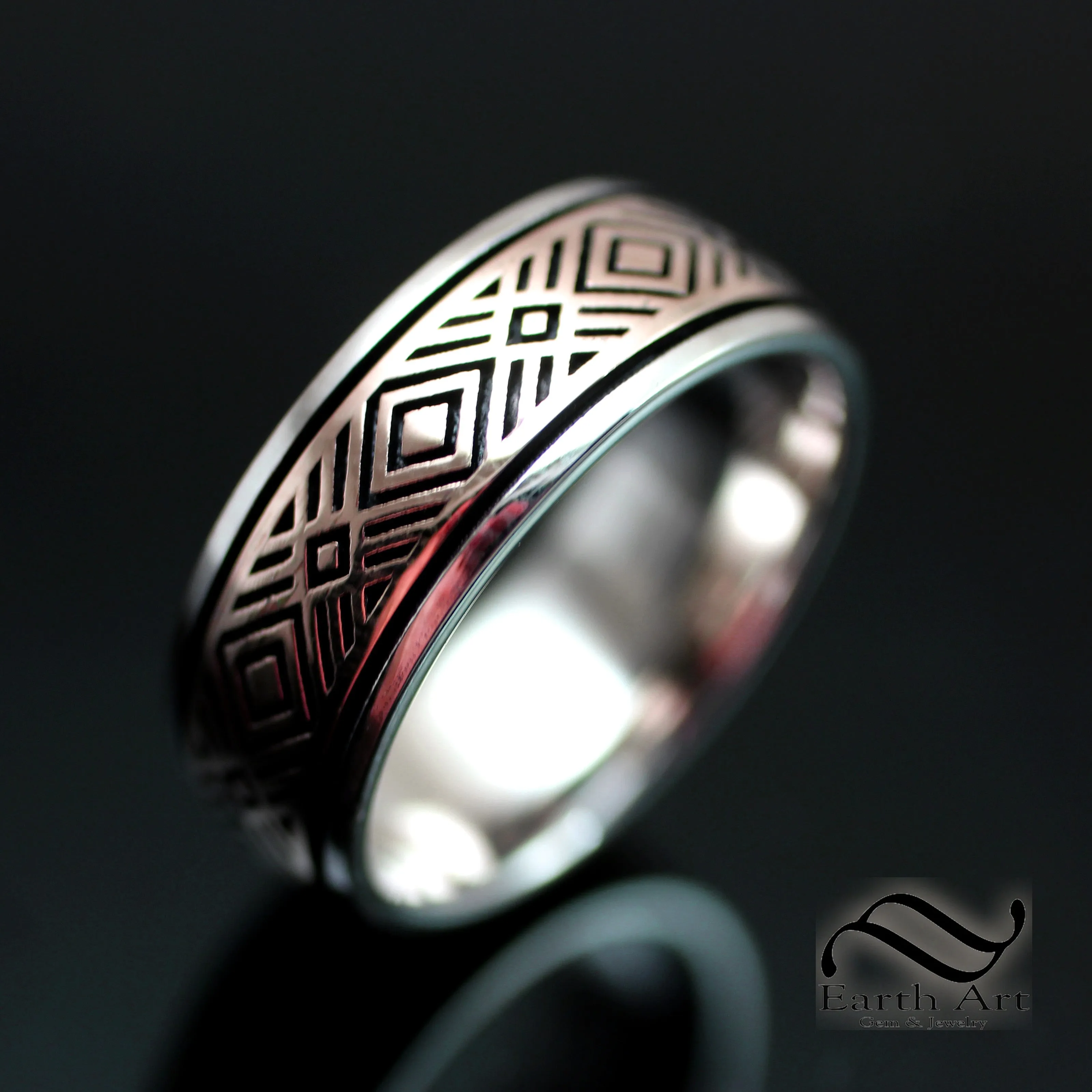 Two Tone Mens Art Deco Band