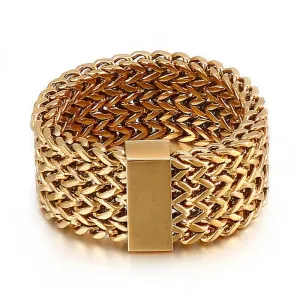 Unique Link Chain Ring Gold Wedding Men Jewelry