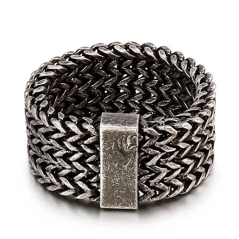 Unique Link Chain Ring Gold Wedding Men Jewelry