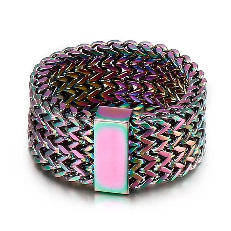 Unique Link Chain Ring Gold Wedding Men Jewelry