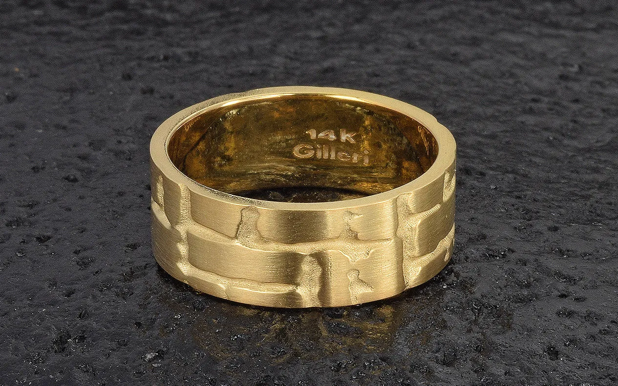 Unique Men's Wedding Band 14K Solid Gold