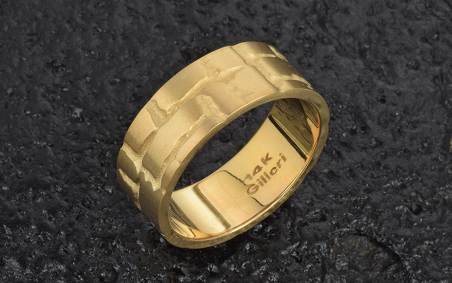 Unique Men's Wedding Band 14K Solid Gold