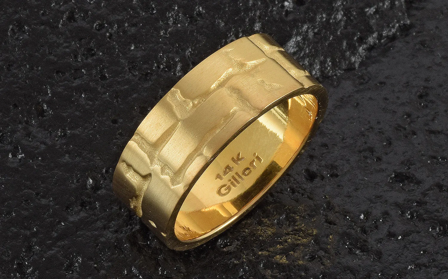 Unique Men's Wedding Band 14K Solid Gold