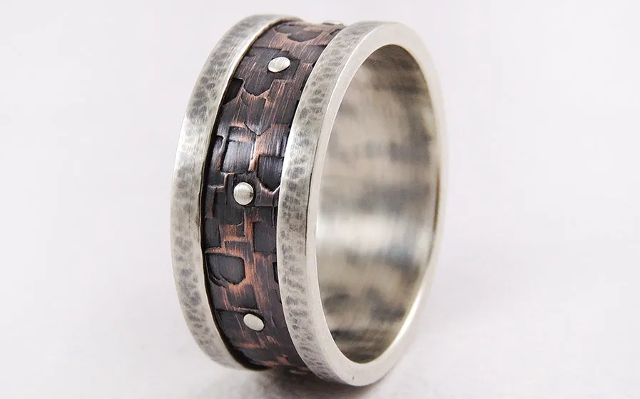 Unique rustic mens wedding band