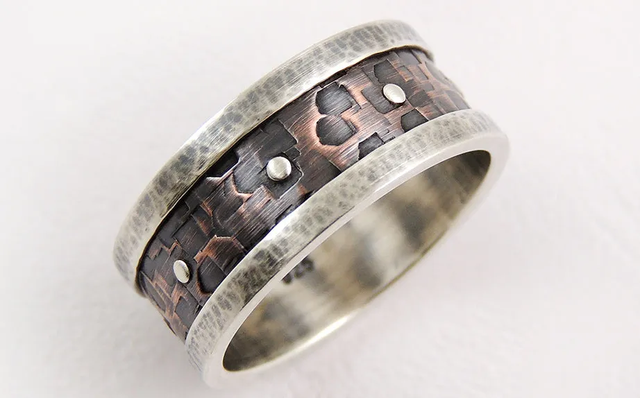 Unique rustic mens wedding band