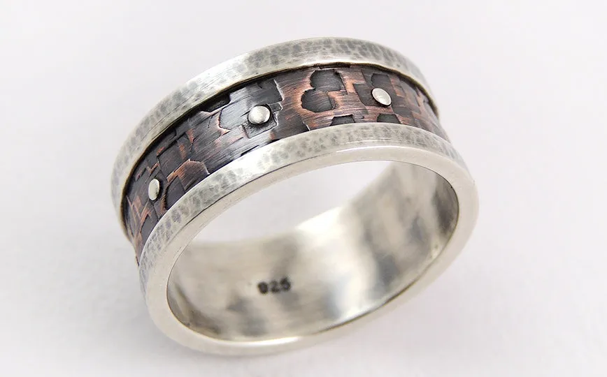 Unique rustic mens wedding band