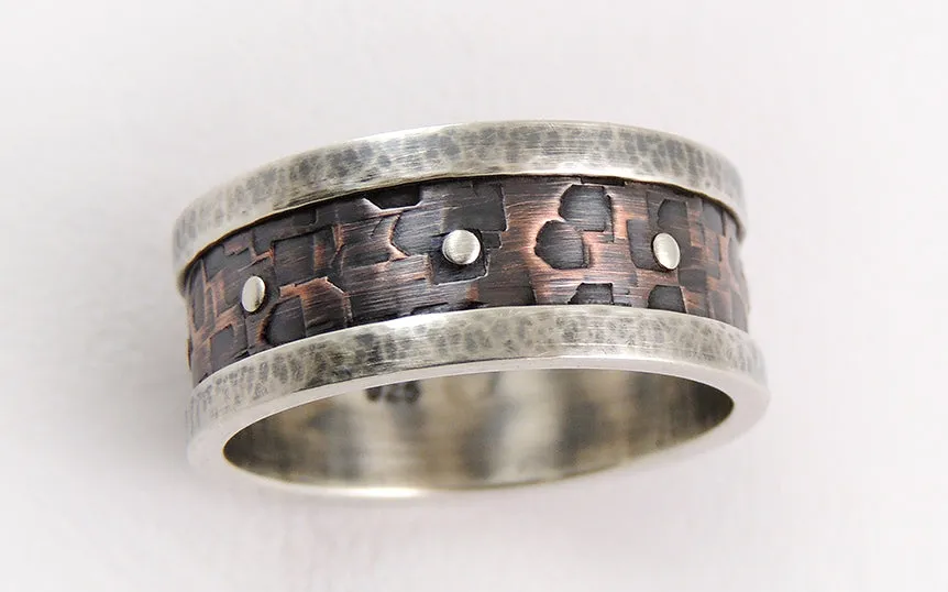 Unique rustic mens wedding band
