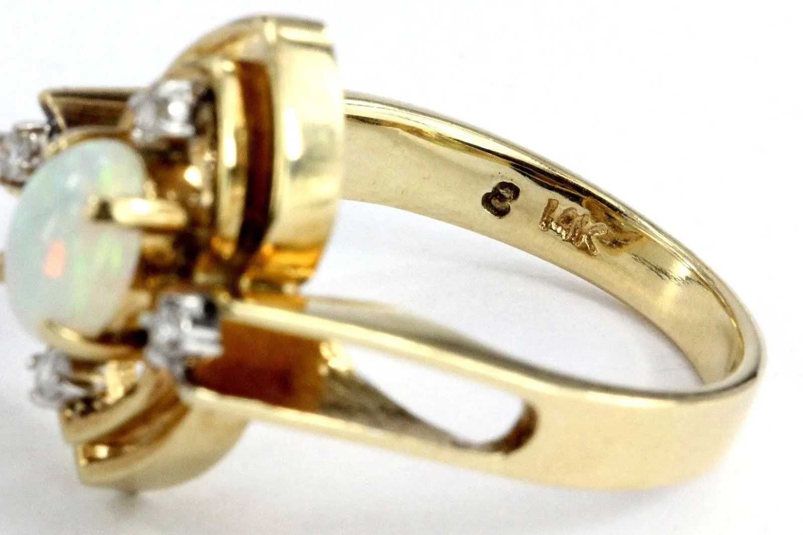 Vintage Art Deco 14K Gold Diamond & Opal Ring