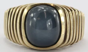 Vintage Art Deco 14K Gold Grey Star Sapphire Mens Ring