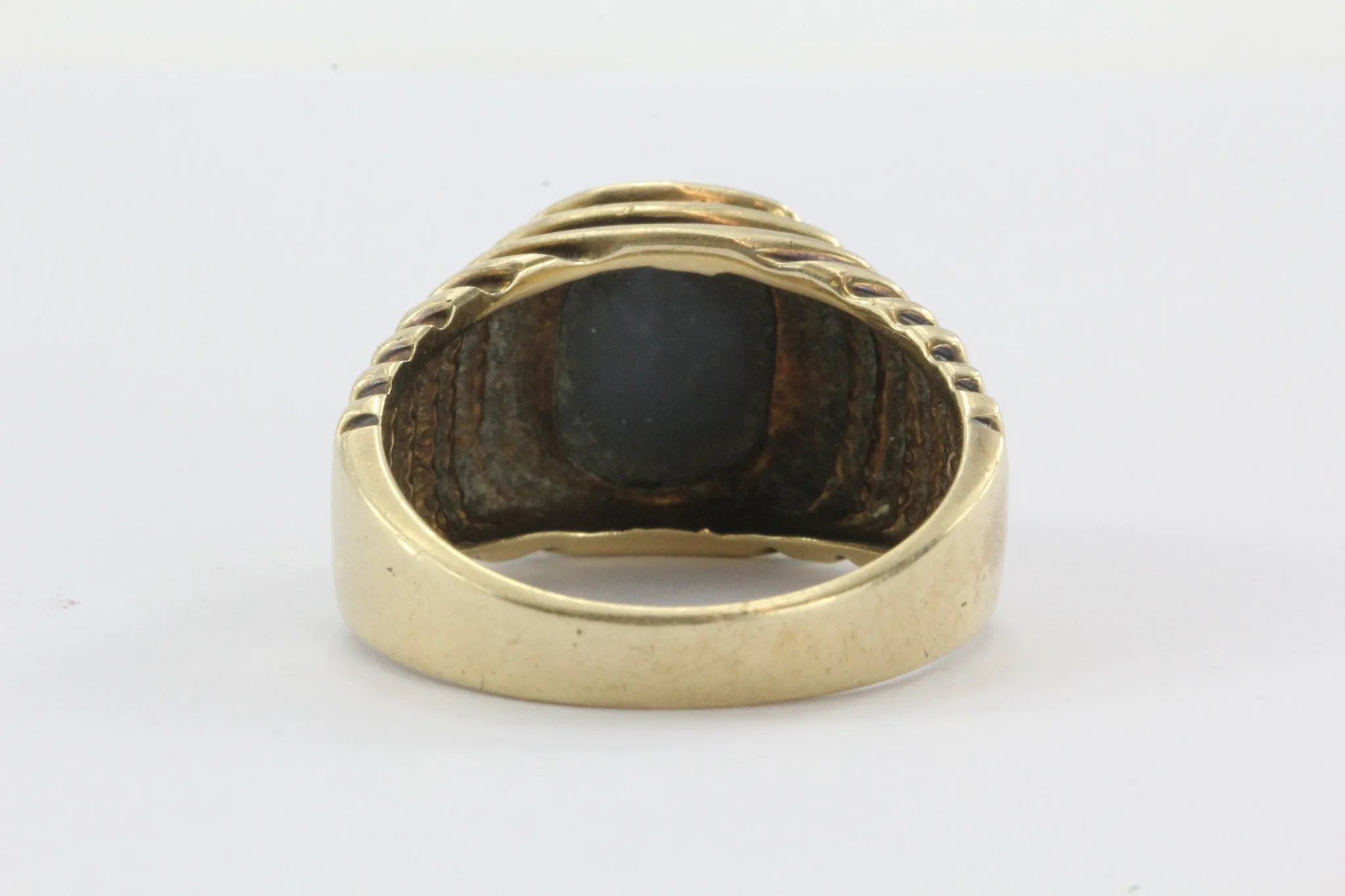 Vintage Art Deco 14K Gold Grey Star Sapphire Mens Ring