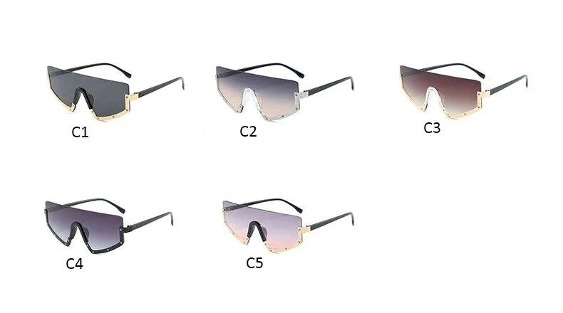 Vintage Luxury Gradient oversized Women Metal Frame Driving sunglasses