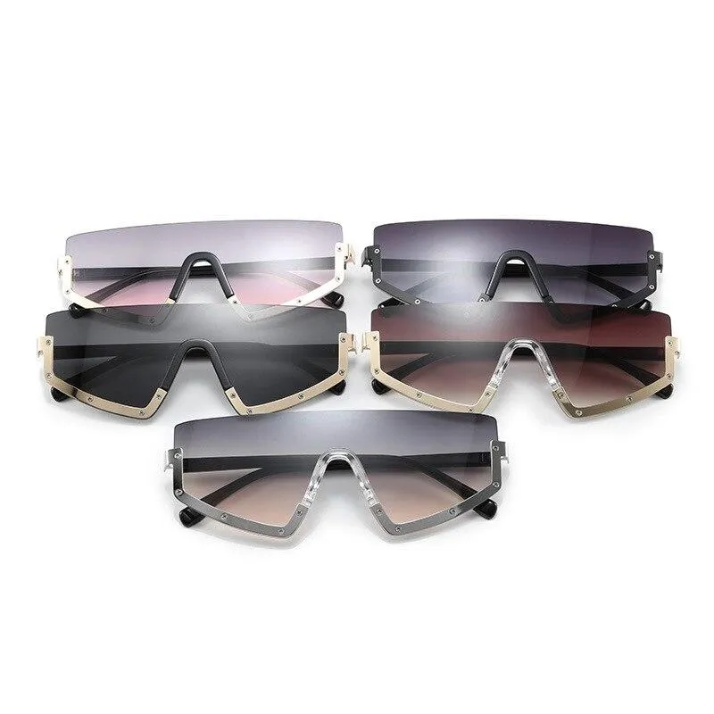 Vintage Luxury Gradient oversized Women Metal Frame Driving sunglasses