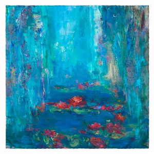 Water Lilies, 25.5-inch Square Italian Silk Scarf