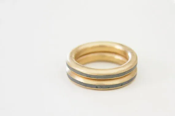 Wedding Band Set - Couple Of Industrial Minimalist Concrete rings
