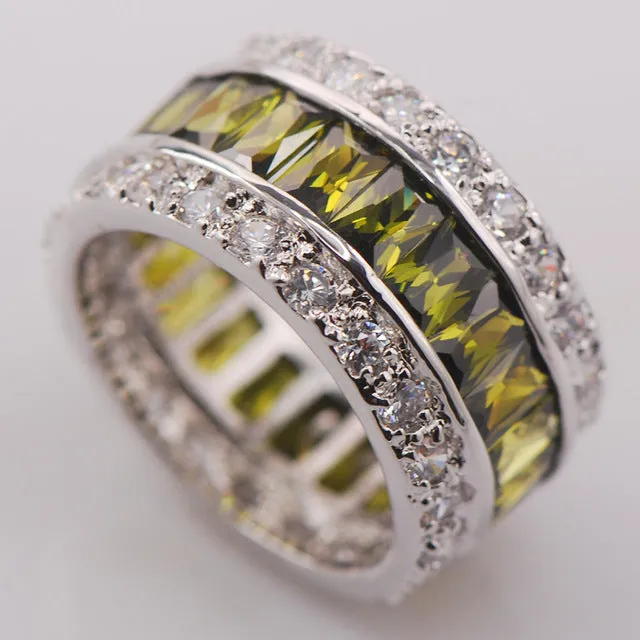 Weinuo Sterling-Silver-Jewelry Multi Colour Crystal Zircon 925 Sterling Silver Jewelry