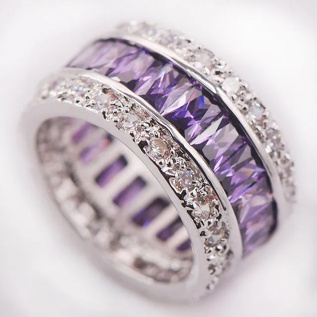 Weinuo Sterling-Silver-Jewelry Multi Colour Crystal Zircon 925 Sterling Silver Jewelry