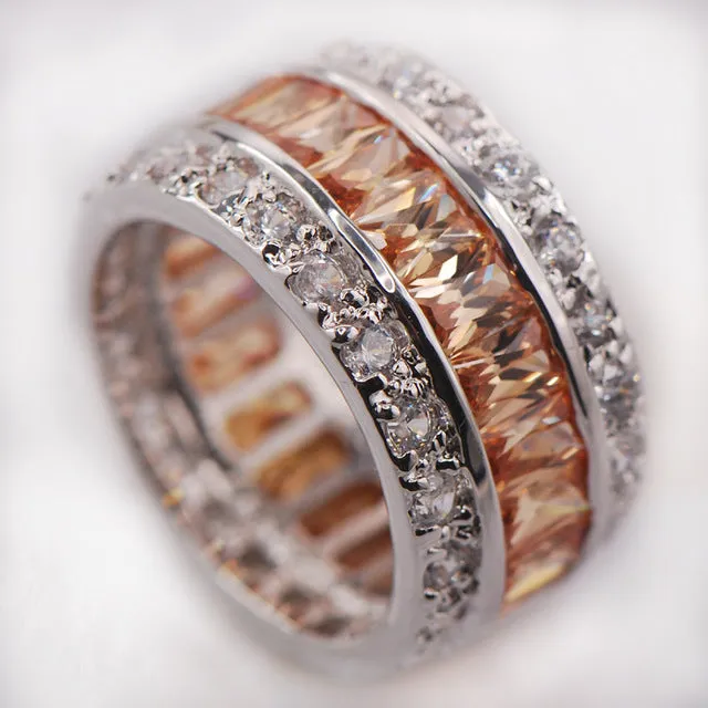 Weinuo Sterling-Silver-Jewelry Multi Colour Crystal Zircon 925 Sterling Silver Jewelry