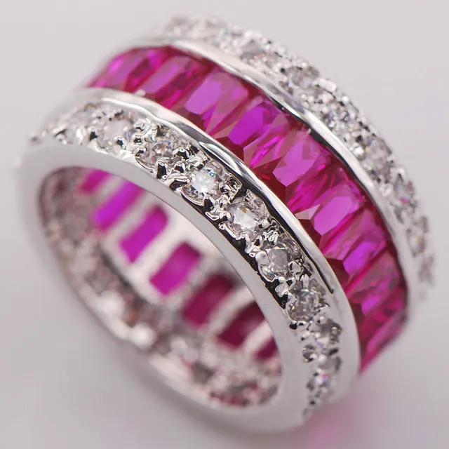 Weinuo Sterling-Silver-Jewelry Multi Colour Crystal Zircon 925 Sterling Silver Jewelry