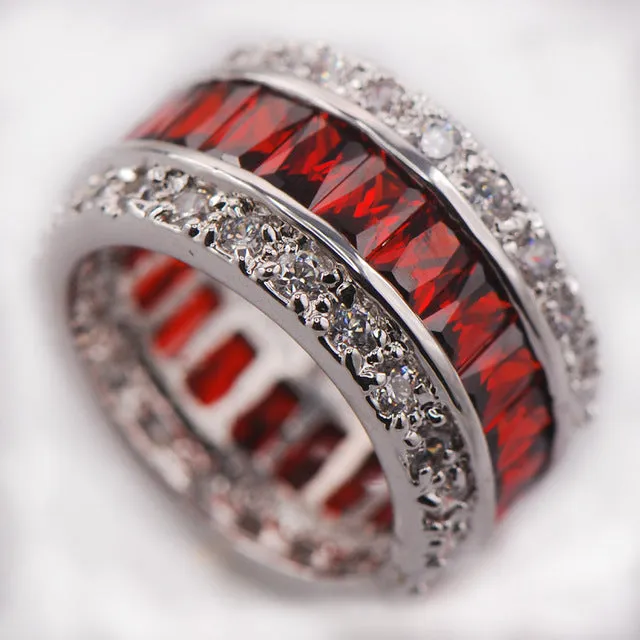 Weinuo Sterling-Silver-Jewelry Multi Colour Crystal Zircon 925 Sterling Silver Jewelry