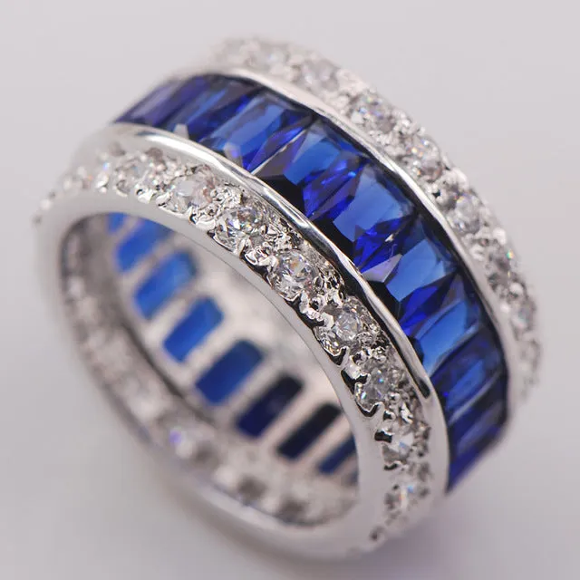 Weinuo Sterling-Silver-Jewelry Multi Colour Crystal Zircon 925 Sterling Silver Jewelry