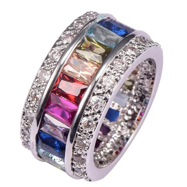 Weinuo Sterling-Silver-Jewelry Multi Colour Crystal Zircon 925 Sterling Silver Jewelry