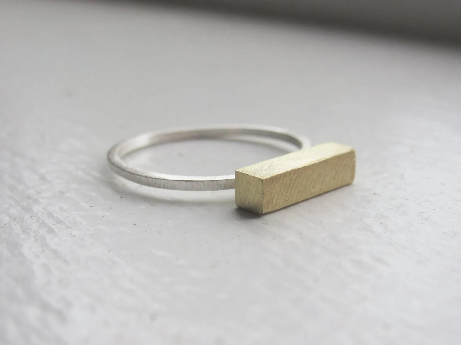 Well-Designed and Exceptional Hand-Made Thick Bar Stacking Ring, - 0105