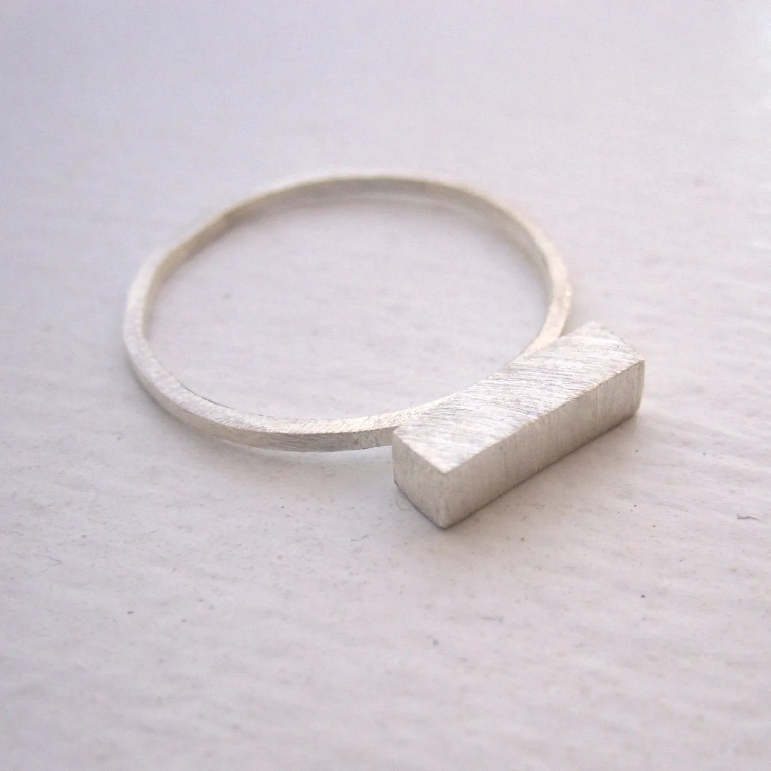 Well-Designed and Exceptional Hand-Made Thick Bar Stacking Ring, - 0105