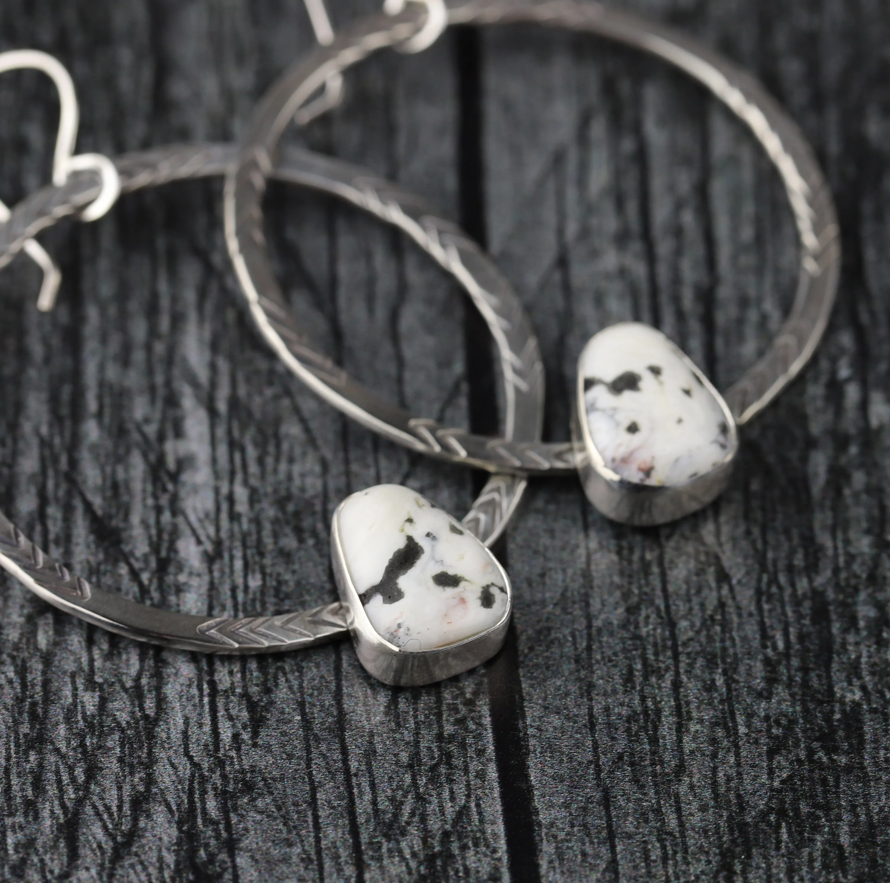 White Buffalo Hoop Earrings